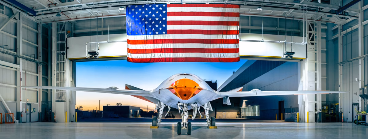MQ-25A Stingray production aircraft in Boeing's MidAmerica St. Louis facility