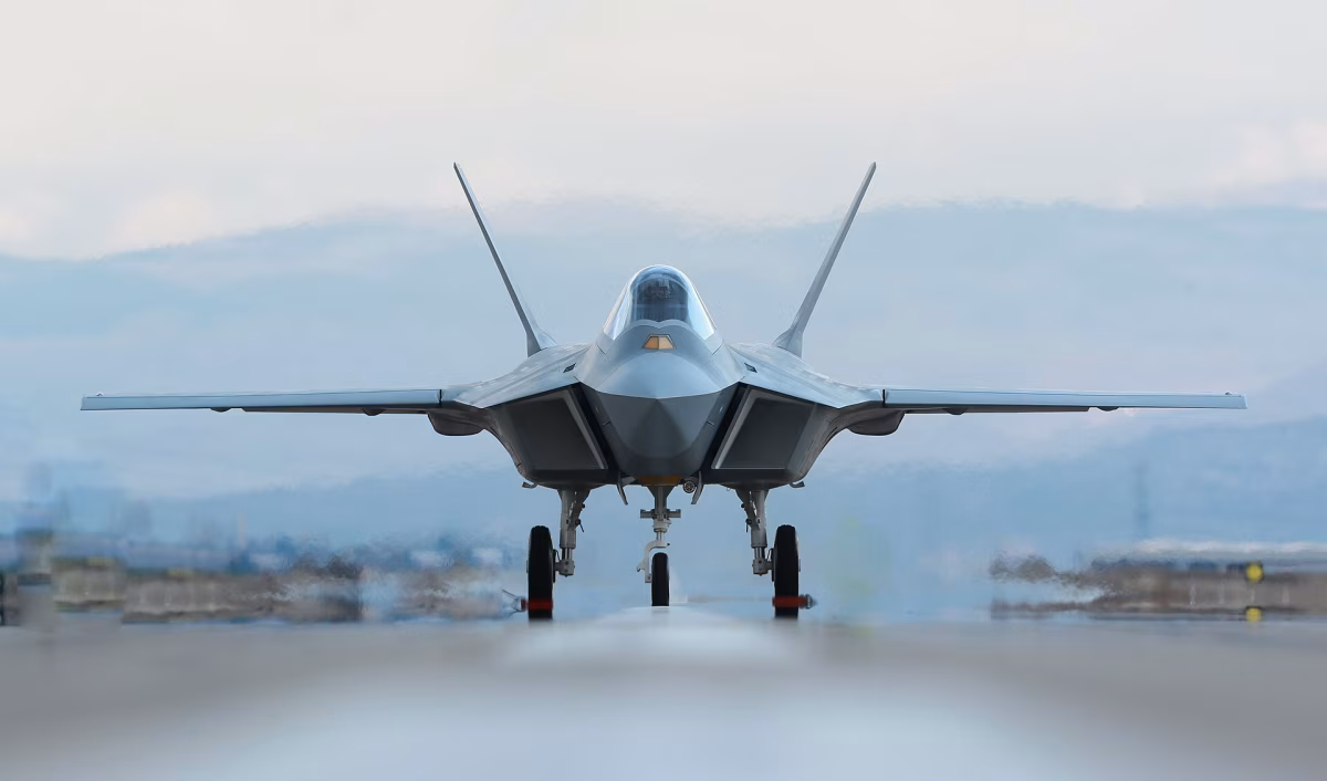 TAI TF Kaan on the runway, front view