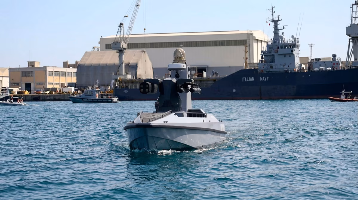 Turkish AUSV armed with Roketsan missiles patrolling the Mediterranean Sea, Antalya, 2021.