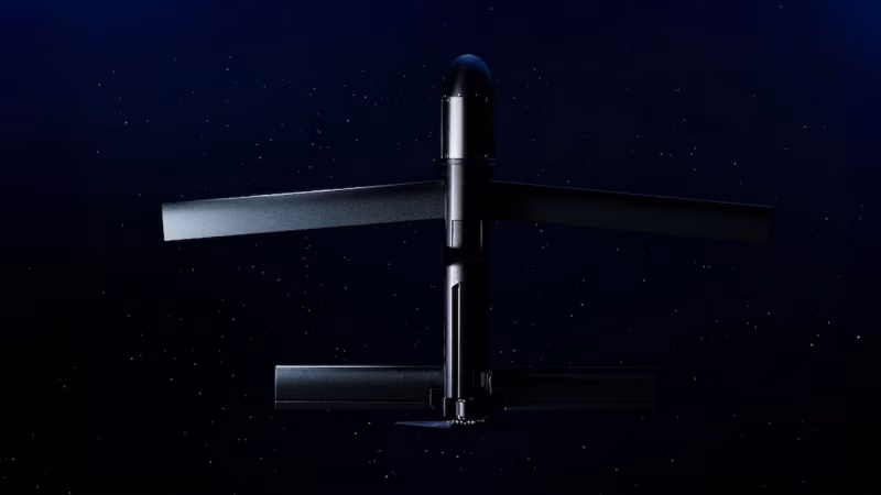 AeroVironment Mayhem 10 drone airframe showing fixed wings, vertical stabilizers, and swappable nose module